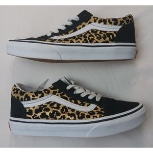 Vans Old Skool Velvet Leopard Print Suede Sneakers - Womens 4.5 /Kids 3